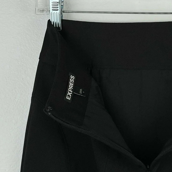 EXPRESS Skirt Womens Size 0 Pencil-Straight Seamed Back Vent Mini Stretch Black - Picture 5 of 7